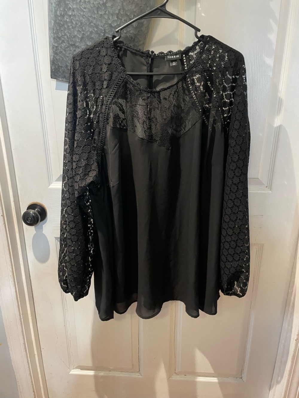 torrid Black Lace Yoke & Sleeve Blouse